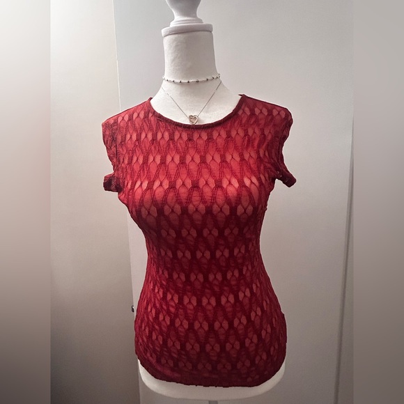Stanley Tops - Red Lace See Through Blouse